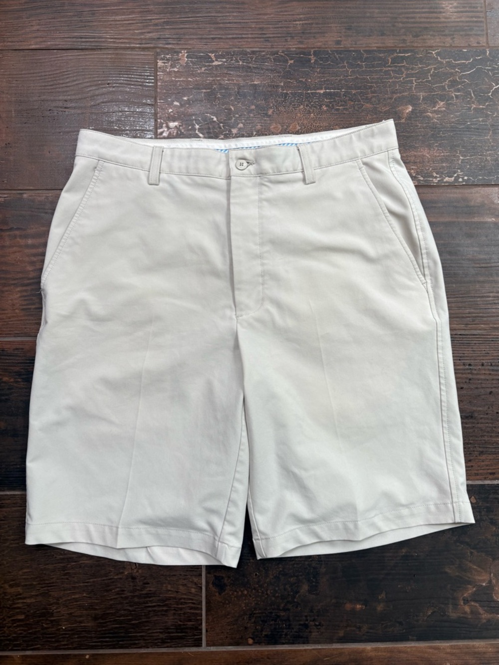 FootJoy Golf Shorts Men’s W34 Light Gray Performance Stretch Blue Stripe Lining
